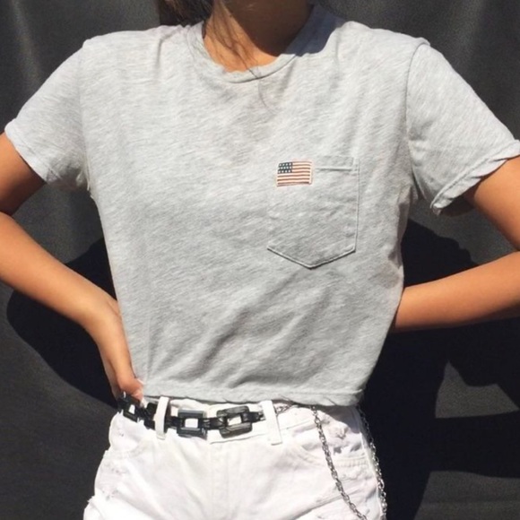 Brandy Melville Tops - Brandy Melville Cropped USA Tee